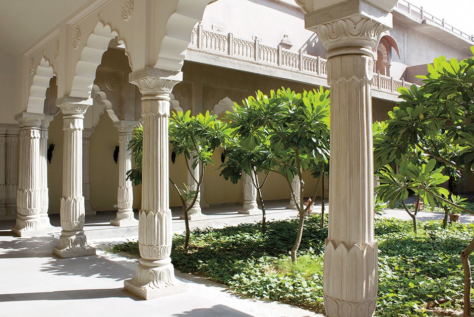 Artisan touches at regal Fairmont Jaipur include handpainted murals, original artwork commissions and stonework worthy of a palace courtyard.