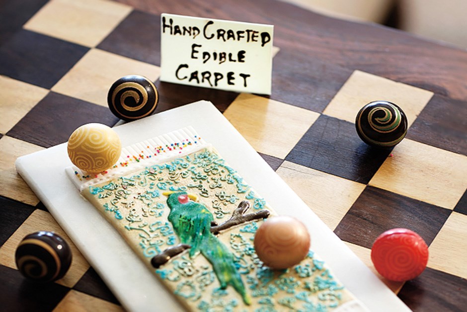 Edible ornaments, made in-house at the Fairmont Jaipur’s Anjum tea room