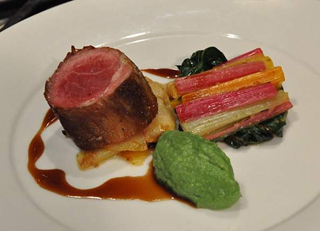 Sonoma “CK” rack of lamb, rainbow Swiss chard, fennel puree, potato gratin