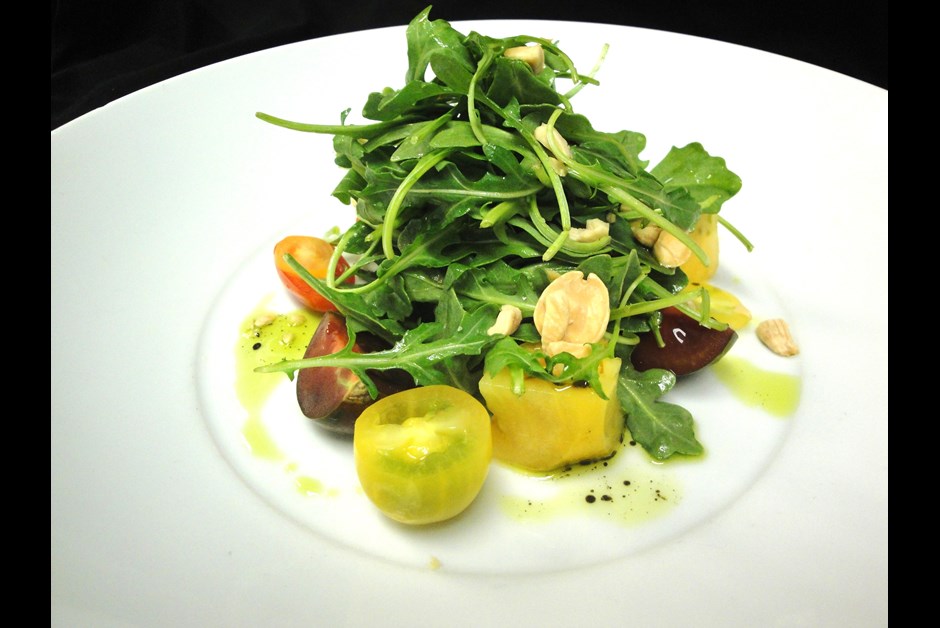Heirloom Tomato Salad with Miso Jalapeno Dressing