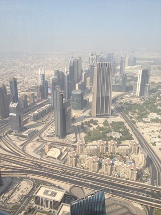 Dubai as a toy town from the tallest building in the world.