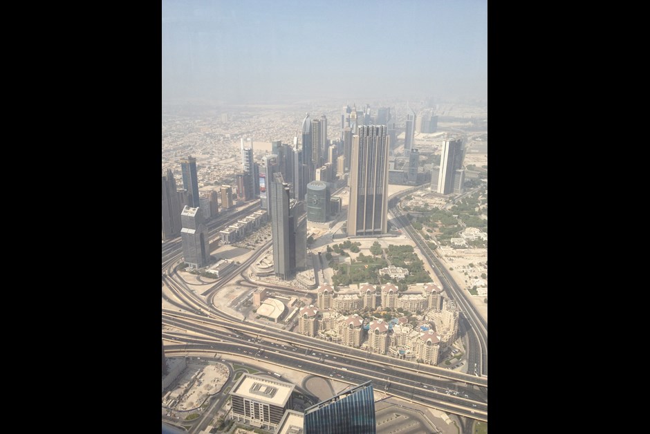 Dubai as a toy town from the tallest building in the world.