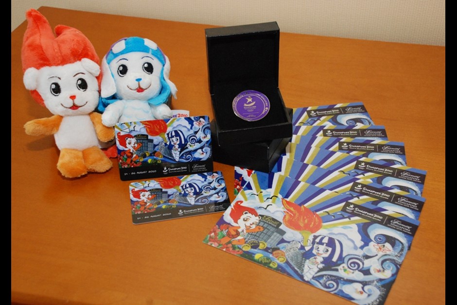 YOG plush Mascot keyrings, collector's pin, and postcards