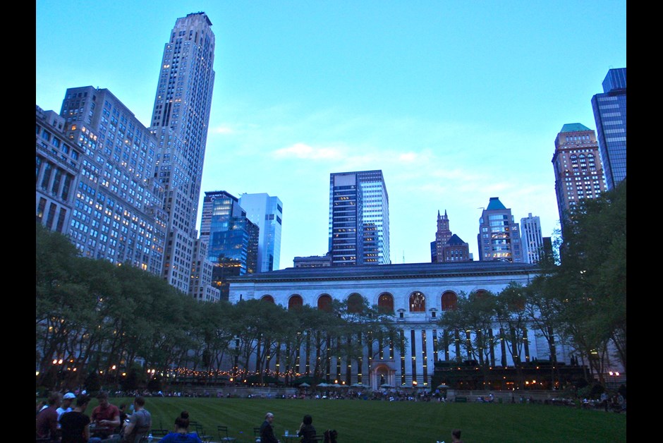 evening stroll in Bryant Park