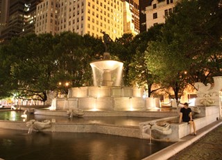 Midnight fountain at The Plaza