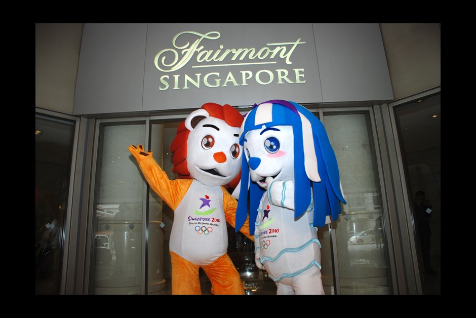 YOG Mascot - Lyo & Merly at the Fairmont Singapore