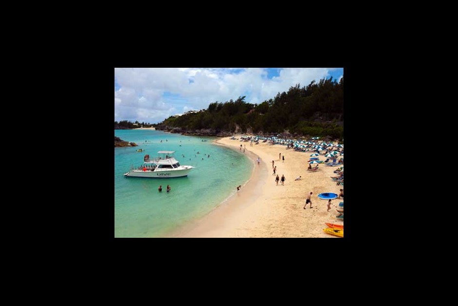 The beachfront at The Fairmont Southampton.