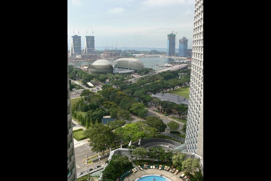 The view from our room at Fairmont Singapore