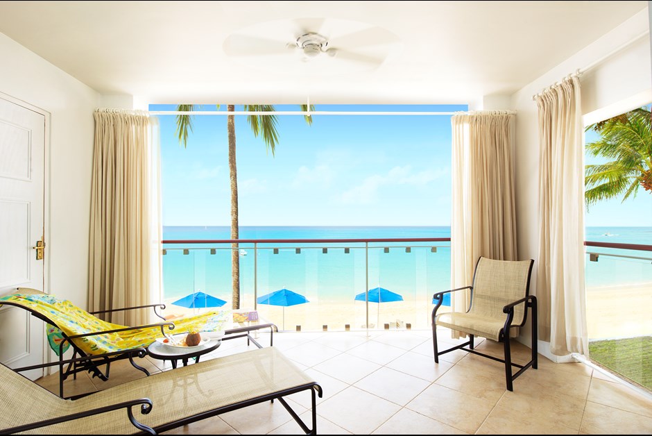 A Beachfront Junior Suite at Fairmont Royal Pavilion in Barbados