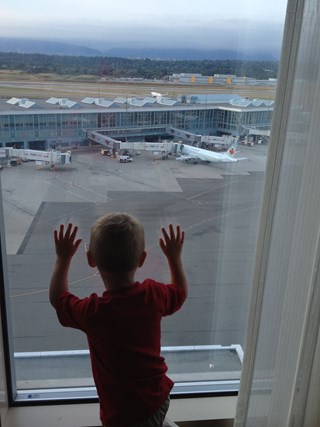 A little boy and his airplanes