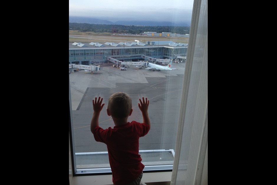 A little boy and his airplanes 