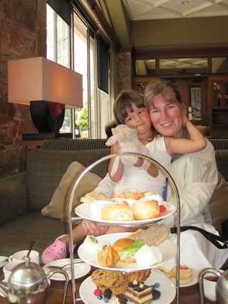 Mother and Daughter experincing Afternoon Tea at the Chateau