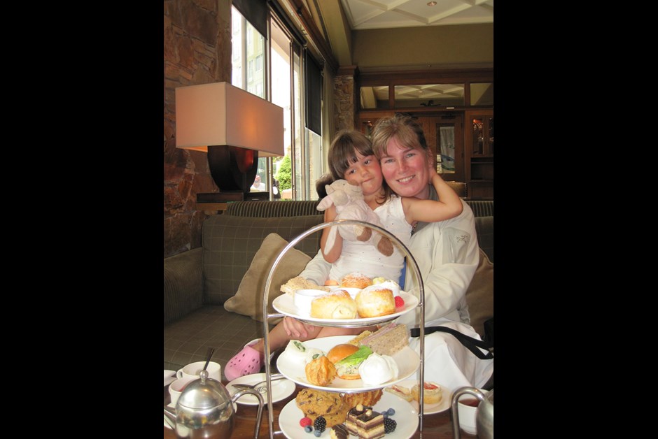 Mother and Daughter experincing Afternoon Tea at the Chateau