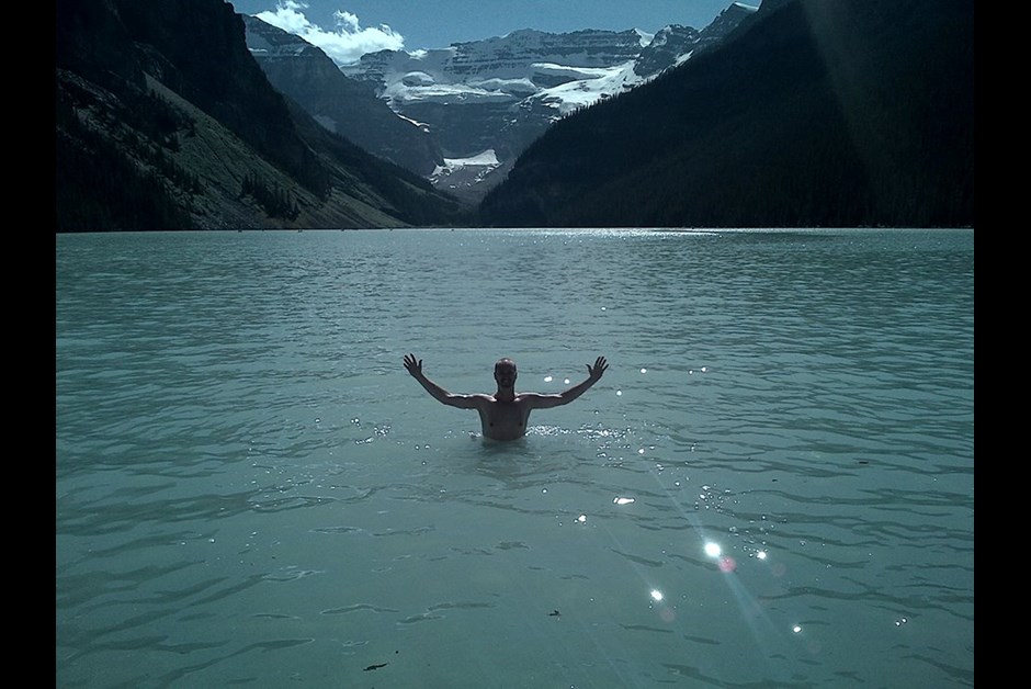 Swimming in Lake Louise