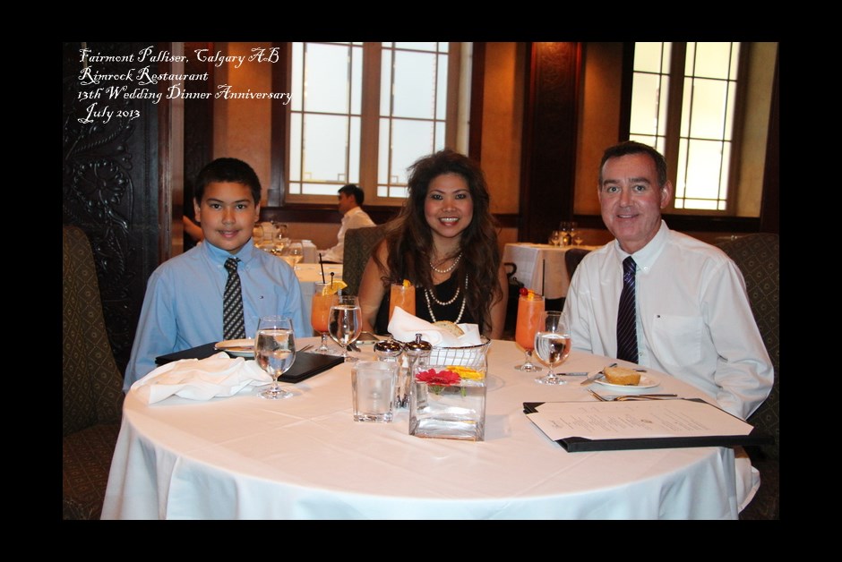 13th Wedding Anniversary Dinner at the Rimrok at Fairmont Palliser, Calgary AB