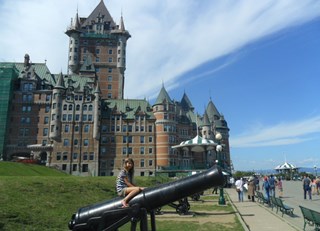 Fairmont Le Château Frontenac - Pretending to protect the castle we stayed in!