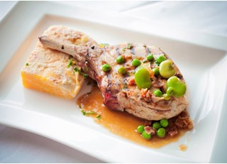Grilled Pork Chop served with Apple Calvados Jus & Pumpkin Gratin – from The Newport, a Gastropub