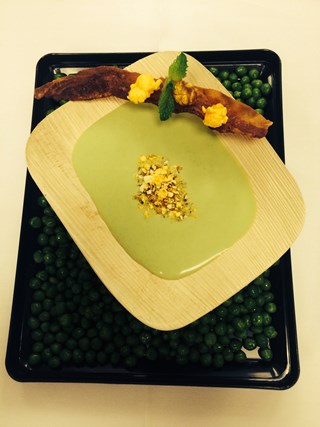 Chilled Spring Green Pea and Smoked Bacon Soup