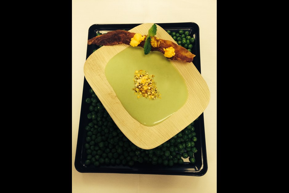 Chilled Spring Green Pea and Smoked Bacon Soup