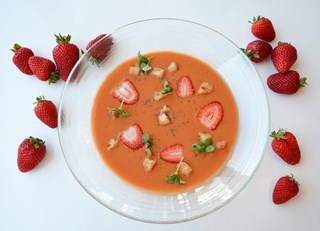 Rooftop Strawberry & Heirloom Tomato Gazpacho