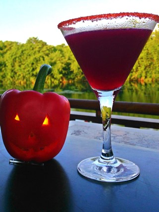 Haunted Halloween Cocktail- Sweet & Spicy Diablo Margaritini