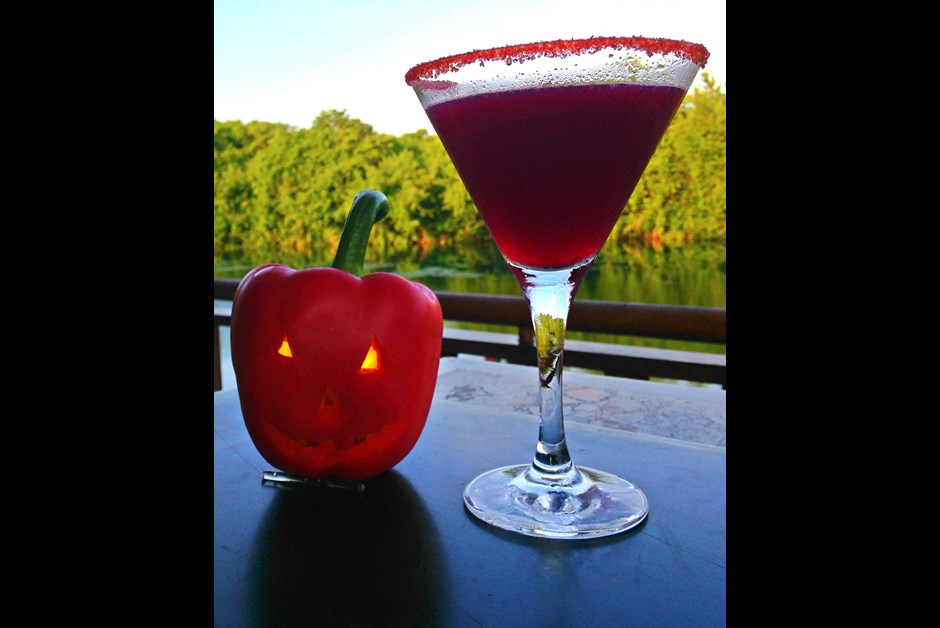 Haunted Halloween Cocktail- Sweet & Spicy Diablo Margaritini