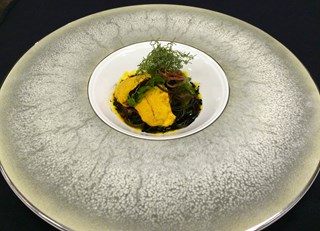 Seaweed Sea Urchin Salad with Squid Ink Vinaigrette