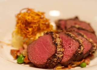 Apple Crusted Venison Loin with Granny Smith Apple & Sweet Potato Mash