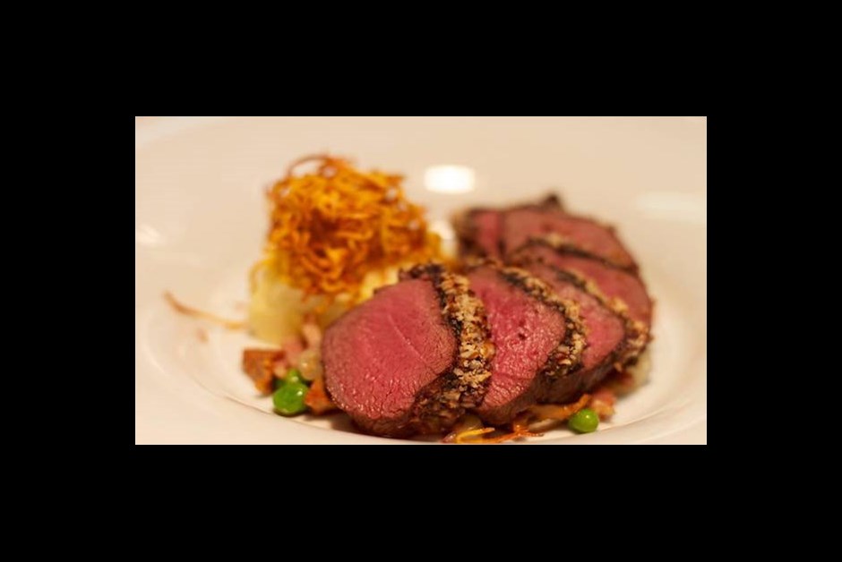 Apple Crusted Venison Loin with Granny Smith Apple & Sweet Potato Mash