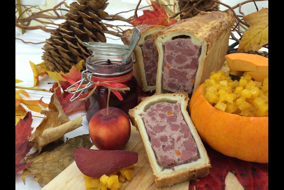 Pâté of  Boileau deer in pastry shell, pumpkin and maple chutney