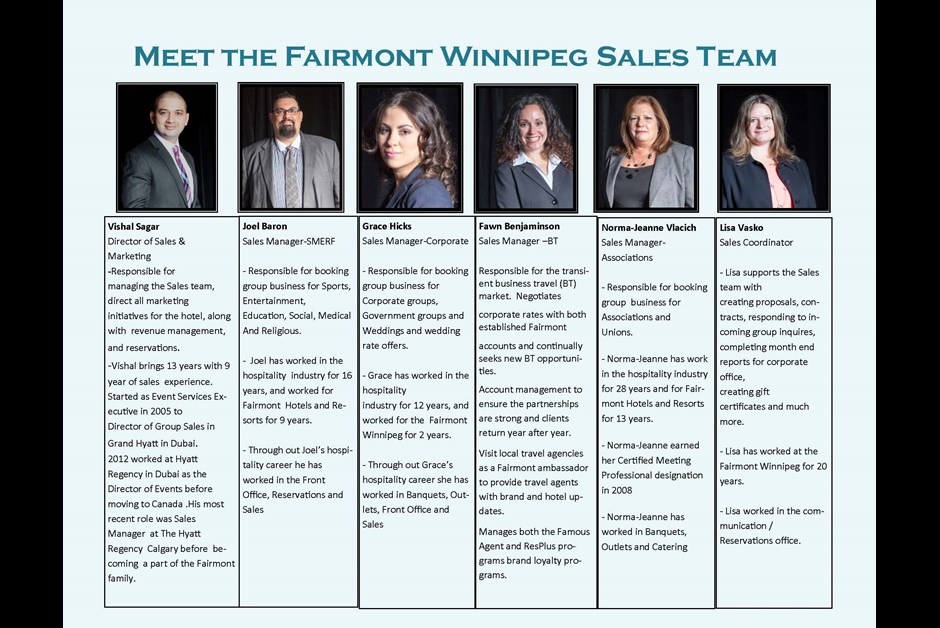The Fairmont Winnipeg Sales Team