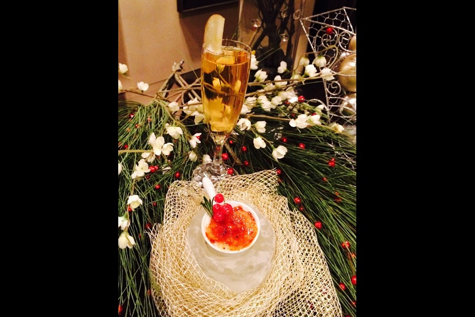 Far North Sortilège cocktail with foie gras crème brulée