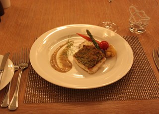 Herb Crusted Pacific Halibut &amp; Blood Orange Vinaigrette