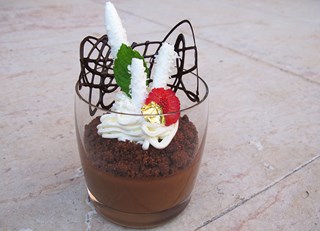 Chocolate Pot De Crème with Almond Chocolate Crumb