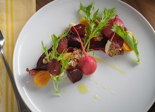 Organic Baby Beet Salad with Quinoa Granola & Ricotta Cheese