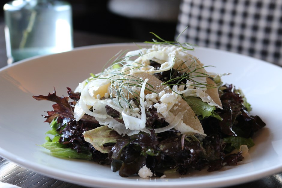 Poached Pear & Feta Salad