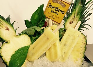 Tequila Pineapple Basil Pops
