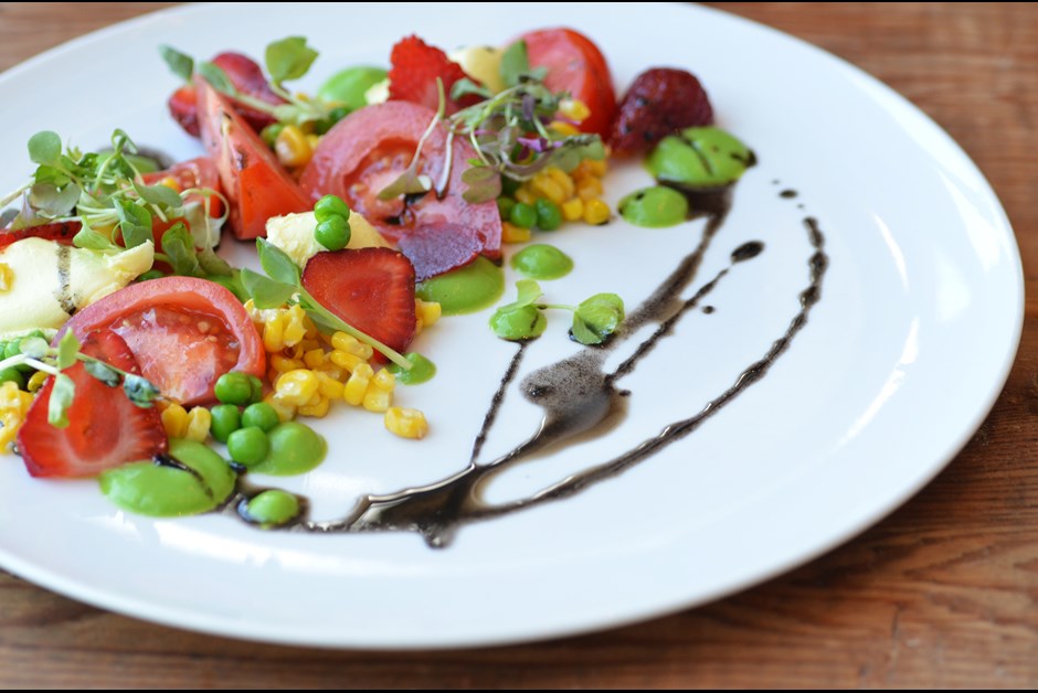 Pickled Ramp, Strawberry and Green Pea Salad