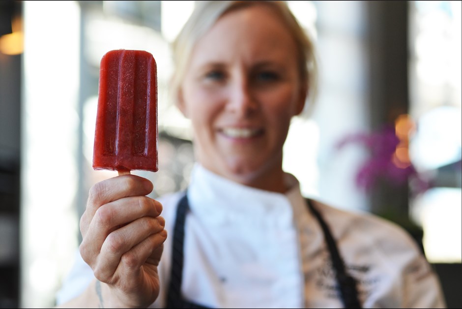 Rooftop Strawberry and Tarragon Popsicles