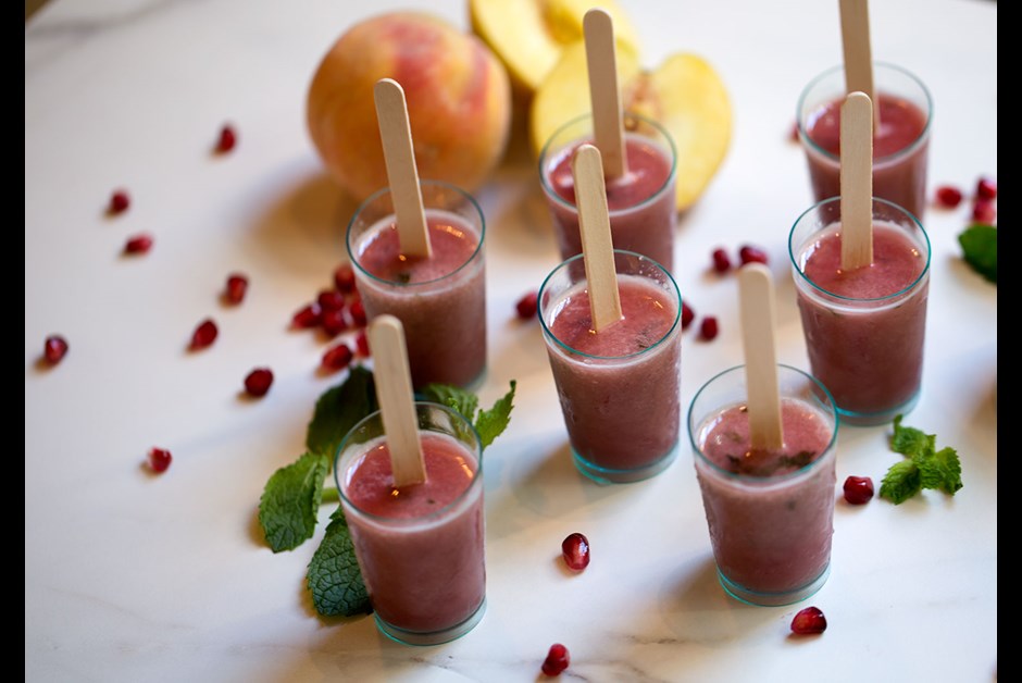 Peach Pomegranate & Mint Popsicles