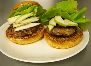 Autumn Goat Cheese and Pear Turkey Burger