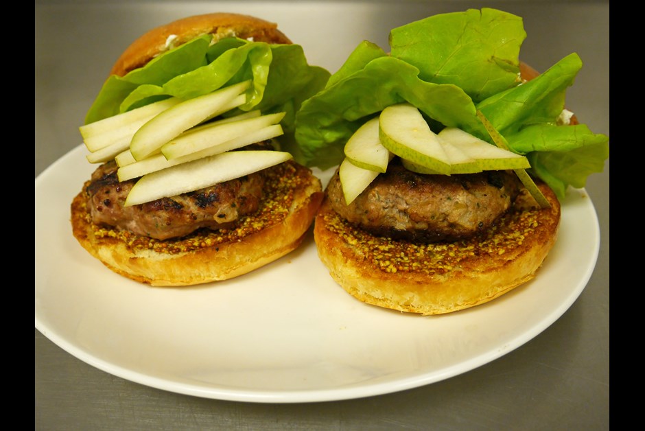 Autumn Goat Cheese and Pear Turkey Burger