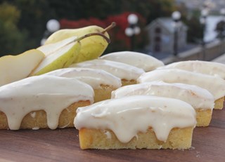 Pear Financiers with Brown Butter Icing