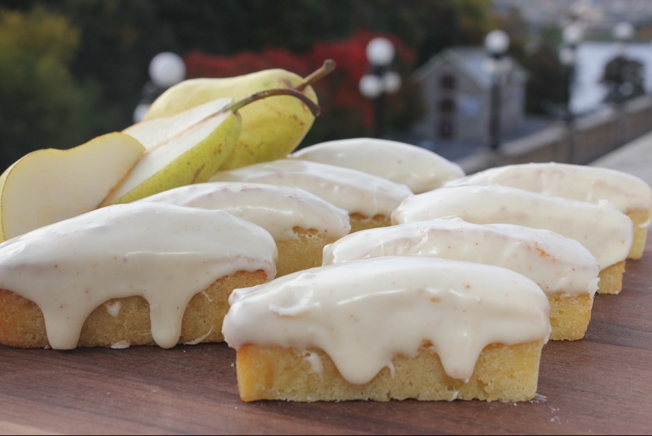 Pear Financiers with Brown Butter Icing