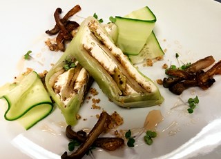 Goat cheese terrine with grilled pears
