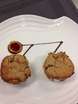 Butternut Squash and Almond Cookie Sandwich with Cardamom Ice-Cream