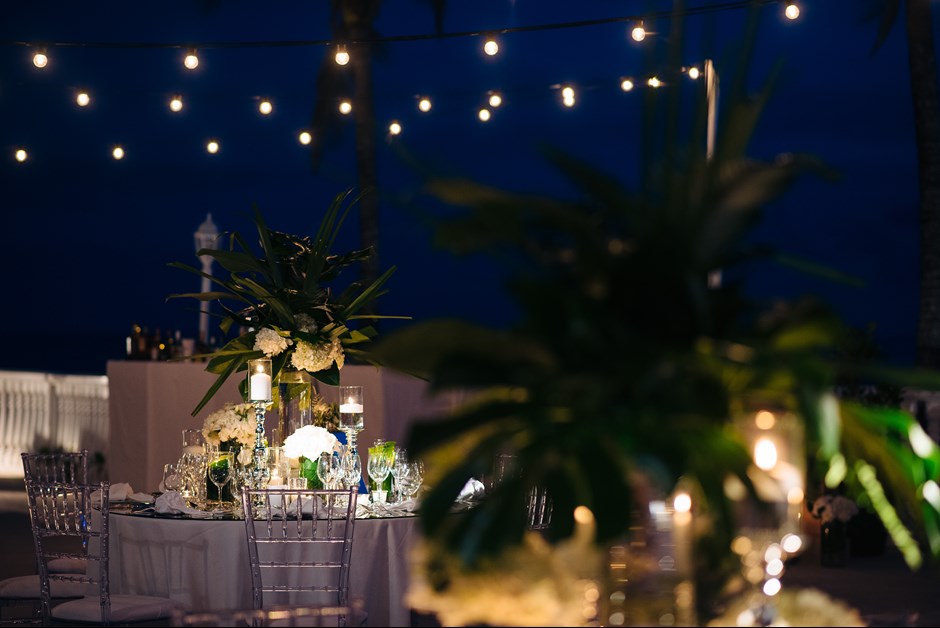 Reception tables at the Ocean Club by GLDN Events