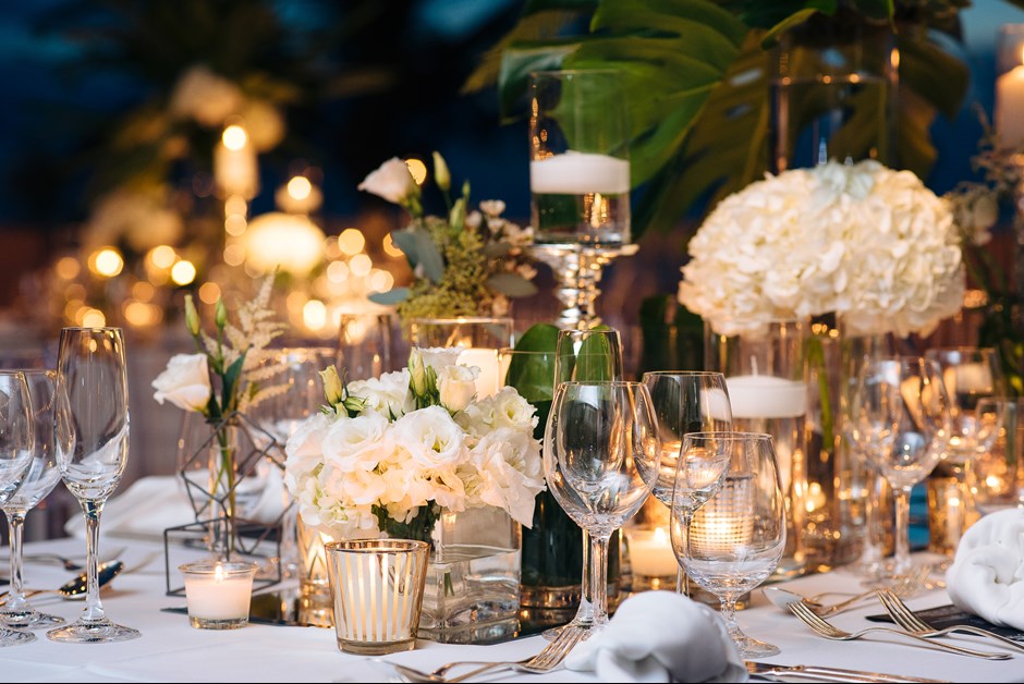 Reception tables at Ocean Club - BY GLDN Events