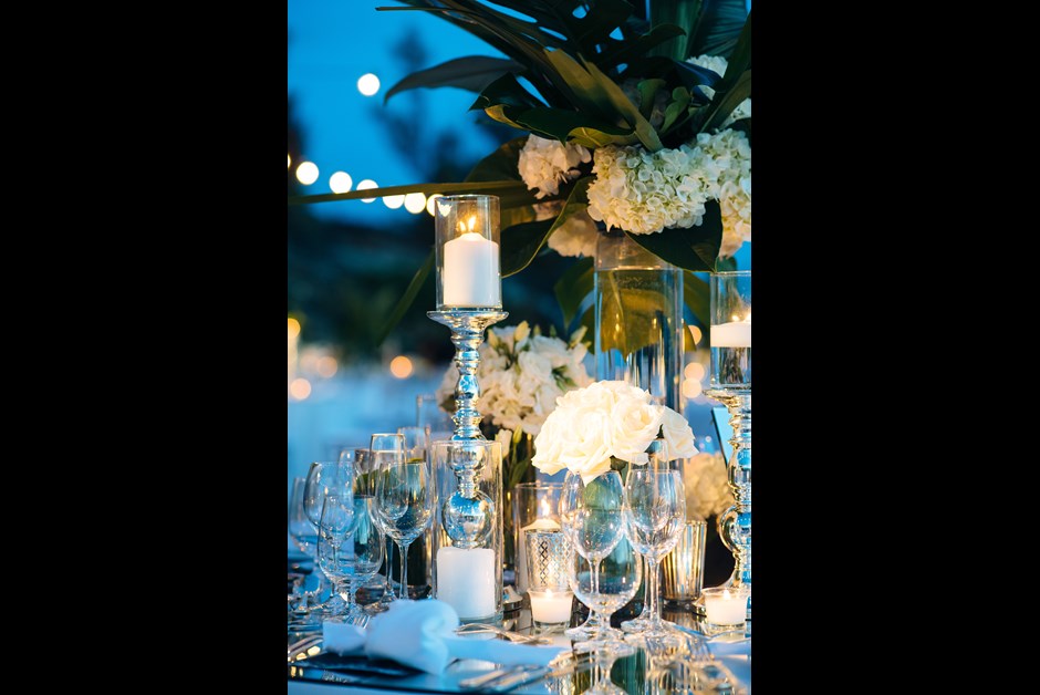Reception tables at the Ocean Club by GLDN Events