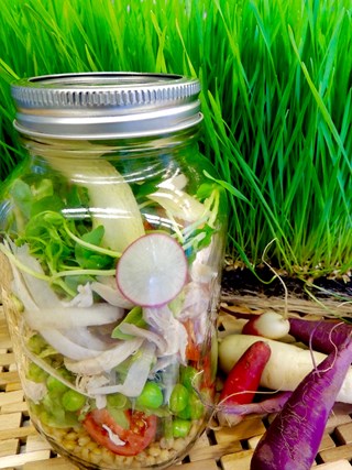 Salad Shaker: Chicken & Wheat Berry with Spring Asparagus